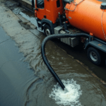 Очистка ливневых и водоотводных систем илососной техникой.